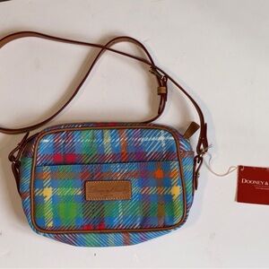 Vintage Y2K Dooney & Bourke Unicorn Rainbow Vibrant Plaid Crossbody Bag NWT
